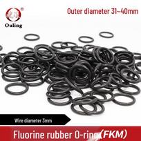 Black Fluororubber O-ring (OD: 31-40mm, Cross-section: 3mm) OD 31mm x 3mm (5 pcs) Black Fluororubber O-ring