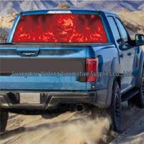 Red Flame Grim Reaper Skull Car Sticker – Rear Window Decal for Truck or SUV One Piece 135x36 cm
