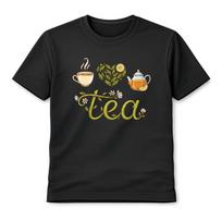Tea Lover Unisex T-Shirt Heart Leaves Teapot Illustration Cute Graphic Tee S įvairiaspalvis