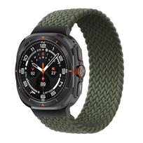 Compatible with Samsung Galaxy Watch Ultra: Single Loop Woven Nylon Strap. L žalia