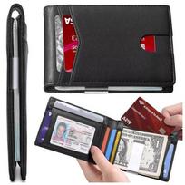 Portfel Rfid Etui Ochronne Blokujące Sygnał Na Karty Dokumenty Cienki Alogy Small Męski Damski Wallet Czarny