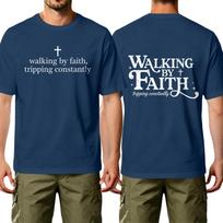 Men's Casual Graphic T-Shirt Walking by Faith Tripping Constantly Printed Crew Neck Short Sleeve Comfortable Fit Fashion M