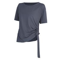Joga Apranga Moteriška Vasarinė Trumpomis Rankovėmis Greitai Džiūstanti Apranga T-shirt Fitneso Apranga Ryto Bėgimui Laisvi Sportiniai Viršutiniai Drabužiai S mėlyna-pilka spalva