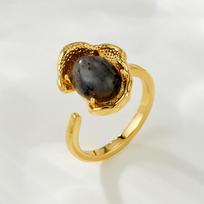Maillard Wind Tiger's Eye Open Ring Light Luxury Retro Oval Ring New Fashion Adjustable Index Finger Ring