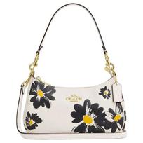 COACH Teri 24 Floral Print Logo Pebbled Leather Shoulder Bag Medium Women's Chalk Multicolor rožinė