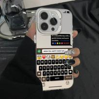 Emoji Keyboard Phone Case for iPhone 17 16 15 14 Plus 13 12 11 Pro Max Cute Chat Pattern TPU Fashion Protective Cover For iPhone 17 ProMax balta