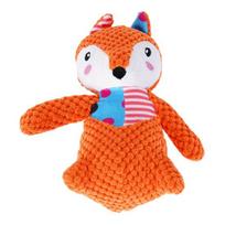 Plush Fox Dog Toy Squeaky Interactive Dog Chew Toy Puppy Teething Toy Stuffed Animal for Dogs Teeth Cleaning Boredom Relief tamsiai oranžinės spalvos