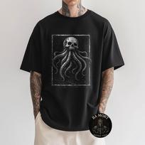 Skull Octopus Alt Grunge Goth Alternative Gothic Aesthetic T-Shirt S įvairiaspalvis