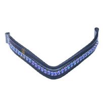Violetinės/Mėlynos spalvos Kristalinė Odinė Kamanų Antkaktė Visiems Dydžiams. Extra Full (45 cm) juoda