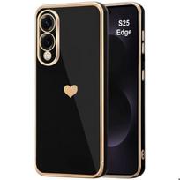 Dėklas Samsung Galaxy S25 Edge - BOOLING - Silikoninis Širdelės Rašto Anti-Įbrėžimams Slim Lankstus Juodas juoda