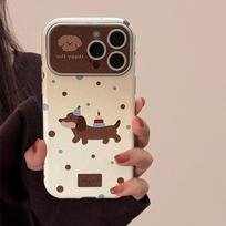 Ins Dachshund Dog Leather Suitable for Iphone16pro Max Mobile Phone Case 15 Apple 13 Retro Bracelet 14 Soft Sleeve 16promax