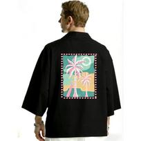 Japanese Cropped Sleeve Kimono S juoda