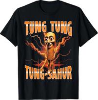 Surreal Italian Brainrot Meme Tung Tung Tung Sahur T-Shirt L