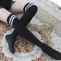 Sexy Stockings Women Thigh High Over The Knee Socks Fashion Female Twist Vertical Stripe Two-bar Long Stocking For Ladies One Size juoda