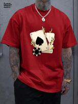 Simple Poker Dice Graphic T Shirts For Men Fashion Trendy Short Sleeve 3D Printed T-shirts Casual Oversized Streetwear Tees Tops M raudona