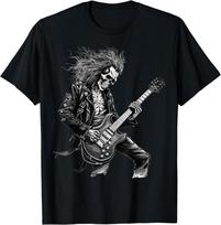 Skeleton Guitar Guy Rock And Roll Band Rock On Gift Unisex T-Shirt S įvairiaspalvis