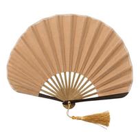 Japoniško stiliaus sulankstomas rankinis vėduoklis Medvilninis lininis audinys Vienspalvis Retro Mini kriauklių vėduoklis Nešiojamas bambukinis rėmas Naujo kinų stiliaus vėduoklis chaki