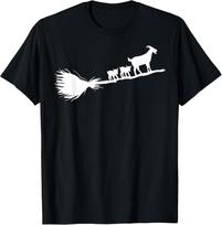 Flying Halloween Goats with Baby Goat Tee Gift Unisex T-Shirt S įvairiaspalvis