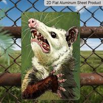 2D Flat, Screaming Opossum Metal Sign - Funny Meme Aluminum Wall Decor, Whimsical Living Room Wall, Funny Office Cubicle, Quirky Bedroom Decor, Cabin 20*30cm