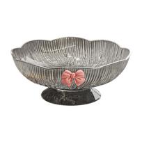 Decorative Fruit Bowl PET Footed Tray Washable Centerpiece for Appetizer Snack Organizer Table Living Room pilka spalva