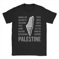 Palestine Cities and Map with Keffiyeh Print T Shirt Summer T Shirts Men 100% Cotton Plus Size Clothes Short-Sleeved Tops S įvairiaspalvis