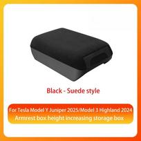 Suede Center Armrest Storage Box For Tesla Model Y Juniper 2025 2026 Elbow Support Long Trip Sturdy Construction juoda