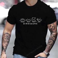 'Dinosaurs' Print T-Shirt for Men's Casual Crew Neck Short-Sleeve Fashion Summer T-Shirts Tops, Regular and Oversize Tees S įvairiaspalvis