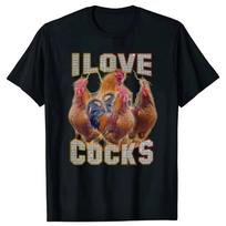 Madingas I Love Cocks Juokingas Ūkininko Memas Marškinėliai Vištų Mėgėjams Unisex Medvilniniai Marškinėliai Sportiniai Viršutiniai Drabužiai Gatvės Stiliaus Vyriški Drabužiai S įvairiaspalvis