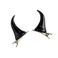 2PCS Goth Horn Hair Clip Halloween Party Hairpin for Woman Girl Taking Photo Braids Role Play Hairpin juoda