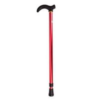 Walking Stick with Ergonomic Handle Anti-Skid Crutch Length Adjustable Stable 2 Section Hiking Cane raudona