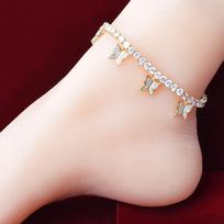 Aokaishen Butterfly Tennis Link Chain Anklet for Women Gold Color Charms Hip Hop Foot Jewelry Bracelet On The Leg