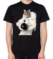 Cat Astronaut T-Shirt Men Women Unisex Top Space S įvairiaspalvis