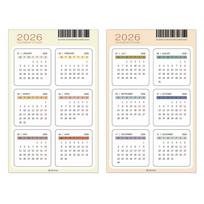 MINKYS 2026 12 Month 2pcs/Pack Calendar Sticker Set Decorative Calendar Mark Lable Back To School Stationery Supplies