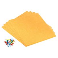 4Pcs Square Felt Board Tile Self Adhesive Wall Bulletin Pin Board with Push Pins Notice Message Memos Photo Display for Office geltona