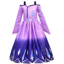 Cosplay Elsa Anna Princess Dress Festival Party Leisure Summer Girls Dress Snow Queen Fantasy Baby Girl Dresses purple 110CM