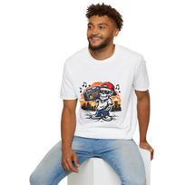 Unisex Softstyle T-Shirt Skeleton Boombox Music Hip Hop Street Skyline Graffiti S įvairiaspalvis