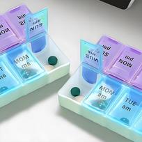Purple-Blue Portable Pill Organizer, Multi-Grid Medicine Case, BPA-Free, Lightweight for Daily & Travel Medication Sorting United States
