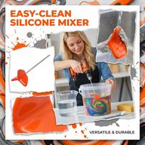 Easy Clean Silicone Drill Mixer with Stainless Steel Shaft for Efficient Mixing of Paint Adhesives Grout and Other Materials Suitable for Power Drills One Size