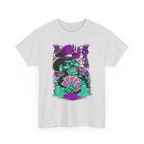 Skeleton Gambler T-Shirt | Neon Poker Skull Illustration, Cotton T-Shirt, Poker S įvairiaspalvis