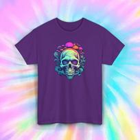 Neon Skull Mushroom Psychedelic Trippy Art Graphic Tee Shirt Aesthetic S-5XL S įvairiaspalvis
