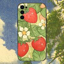 Fruit Strawberry Cherry Phone Case For Samsung S25,S24,S21,S22,S23,S30,Ultra,S20,Plus,Fe,Lite,Note,10,9,5G Black Cover Samsung S105G