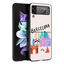 Case for Samsung Galaxy Z Flip 3 4 5 6 7 Folding For Samsung Z Flip4 Flip5 PC Hard Cover New York City Cartoon Paris Pattern Galaxy Z Flip6
