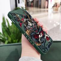 Reversed Dragon Phone Case For Samsung Galaxy A56 A36 A26 A16 A06 A17 A07 A55 A35 A25 A15 A05 A54 A34 A24 A14 A04 4G 5G Cover Samsung A54 5G tamsiai žalia spalva