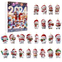 Advent Christmas Calendar Blind Box Toy Cute Snowman Decorative Pendant Acrylic Color A