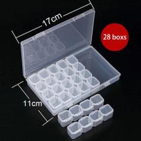 1 vnt 28 juostų reguliuojama plastikinė laikymo dėžutė su etiketės lipduku papuošalų nagų dailės deimantų dažymo priedams konteinerių dėžutės