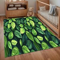 1pc Lush Green Leaf Rug Tropical Foliage Pattern Non Slip Floor Mat for Living Room Bedroom Modern Home Decor Carpet 40X60cm