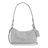 COACH Teri 20 detachable short shoulder strap with zipper closure crystal fabric shoulder crossbody tote small women's silver sidabras