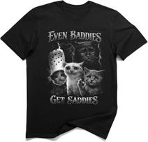 Even Baddies Get Saddies Funny Sad Cat Meme T-Shirt S įvairiaspalvis