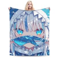 Gawr Gura Kimono Saba Sameko Warm Soft Blankets Decorative Plush Throw Blanket Couch Chair Flannel Bedspread Sofa Bed Cover 75x90cm
