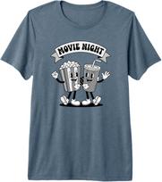Retro Movie Night Vintage Cartoon Popcorn and Soda Cup Premium Tri-Blend T-Shirt S įvairiaspalvis